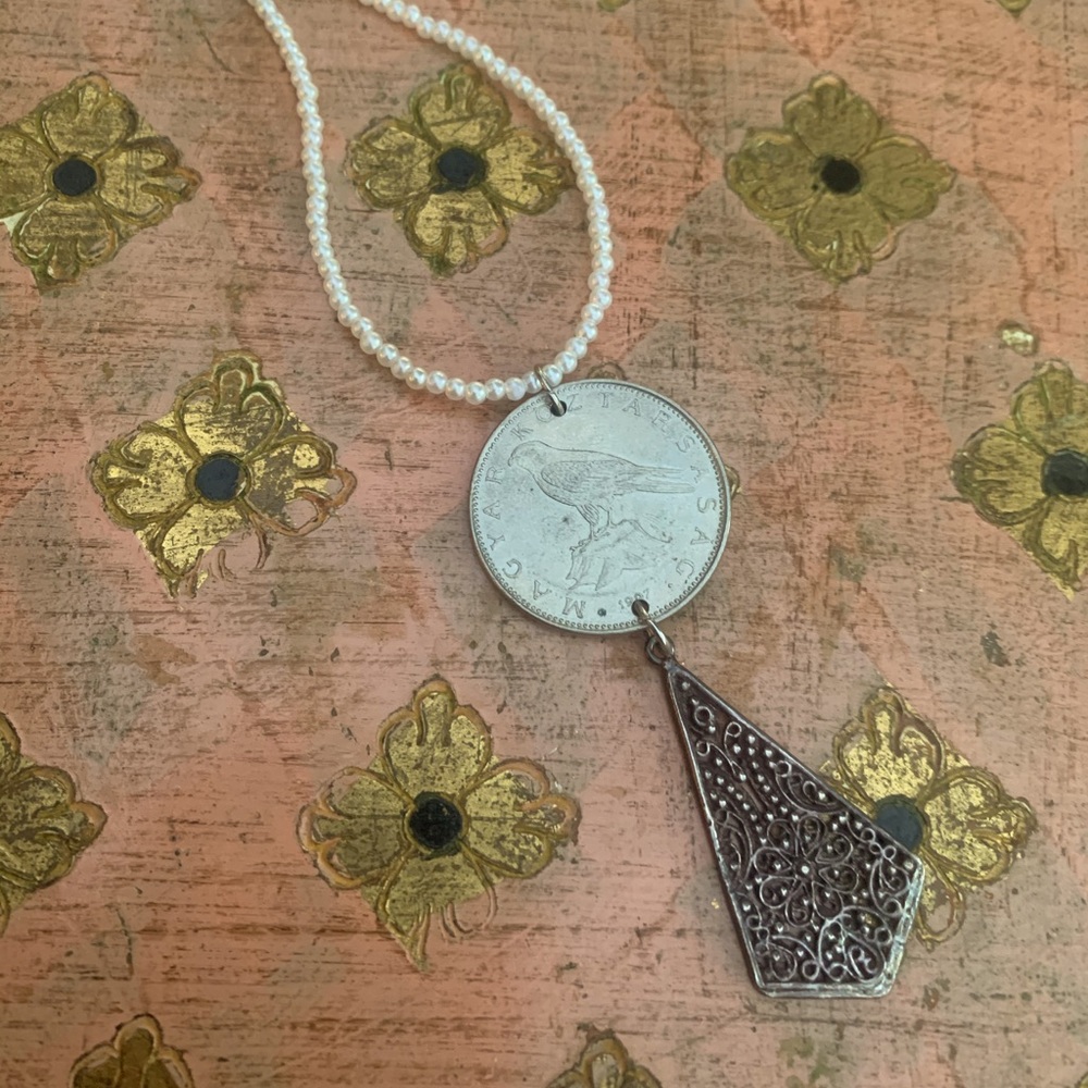 Hungarian coin pendant necklace
